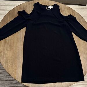 Mud Pie Black Ruffle Cold Shoulder Dress